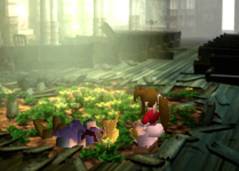 Lying in Aeris' flower bed