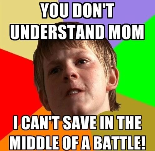 I can't save in the middle of a battle