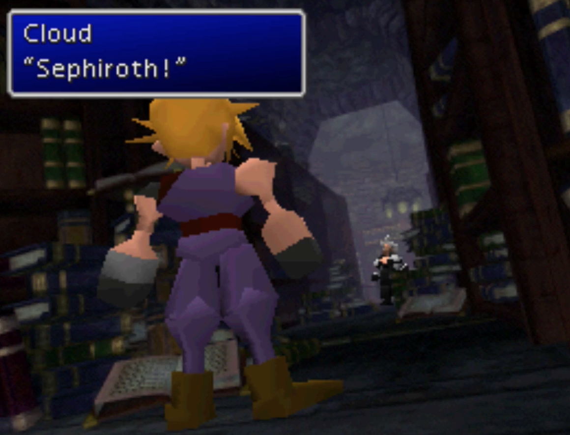 Cloud and Sephiroth Shinra mansion library