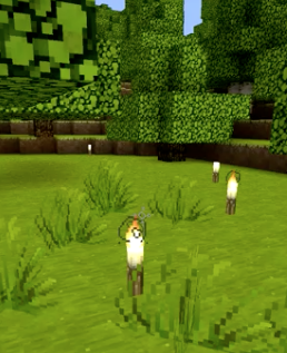 torch trail through Minecraft forest