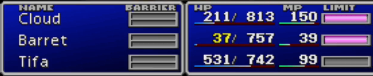 FF7 combat health bar