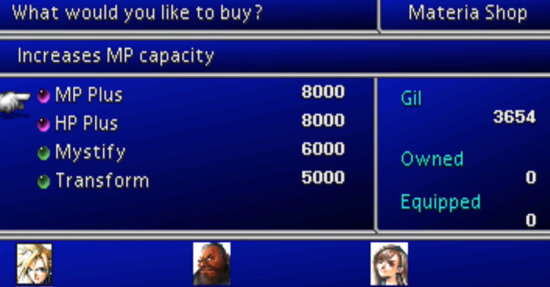 MP Plus HP Plus materia FF7